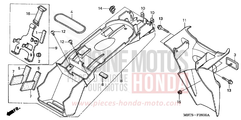 KOTFLUEGEL, HINTEN von Varadero ABS MUTE BLACK METALLIC (NH359) von 2004